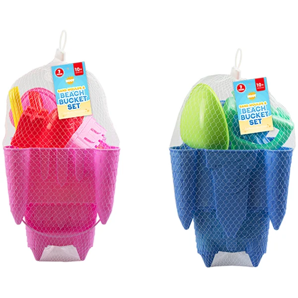 Hoot Beach Bucket Sandcastle Set 7pc Assorted Colours