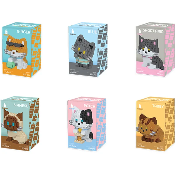 Hoot Build-A-Box Cat Collection Building Block Kits Assorted
