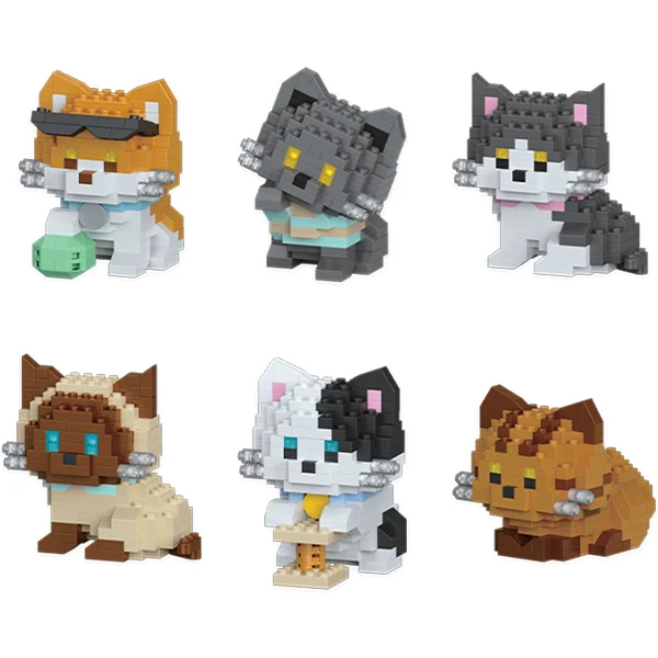 Hoot Build-A-Box Cat Collection Building Block Kits Assorted