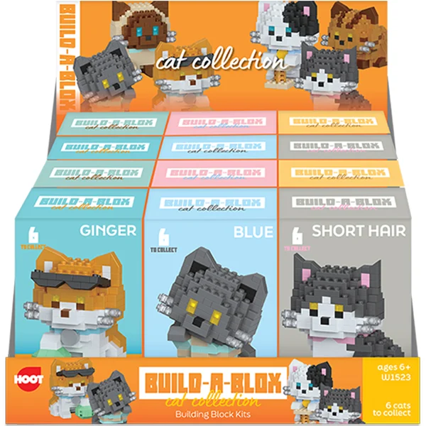 Hoot Build-A-Box Cat Collection Building Block Kits Assorted