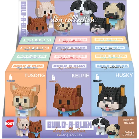 Hoot Build-A-Box Dog Collection Building Block Kits Assorted