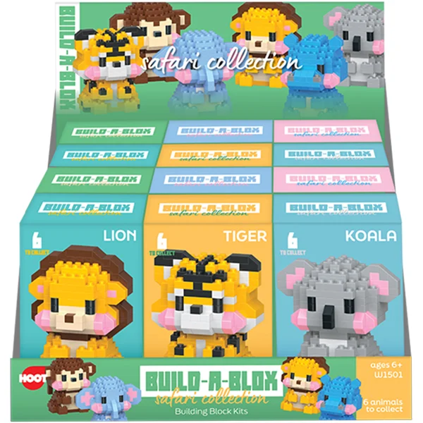 Hoot Build-A-Box Safari Collection Building Block Kits Assorted