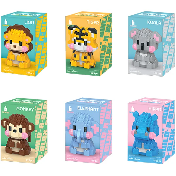 Hoot Build-A-Box Safari Collection Building Block Kits Assorted