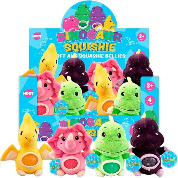 Hoot Dinosaur Squishie Jelly Belly Plush Toys Assorted