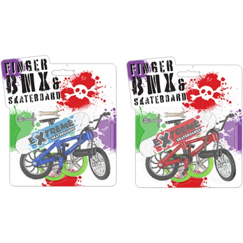 Hoot Finger BMX Bike & Skateboard Set Assorted Colours