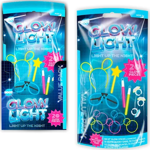 Hoot Glow Power Mixed Light-Up Glow Pieces 20 Pack
