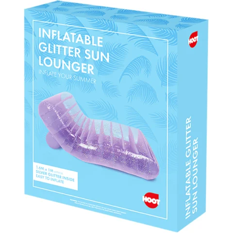 Hoot Inflatable Glitter Sun Lounger 1.6m X 1m