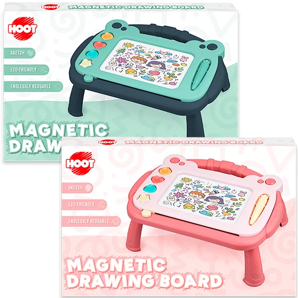 Hoot Magnetic Drawing Board Table Play Set Assorted Colours