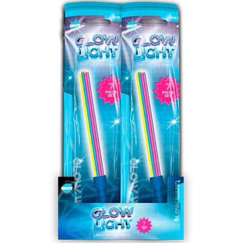 Hoot Mixed Neon Colour Glow Stick Wand Set 7pc