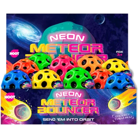 Hoot Neon Meteor Bouncy Ball 6cm Assorted Colours