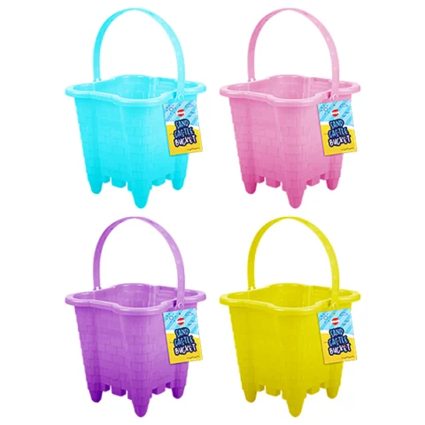 Hoot Plastic Sand Castle Bucket With Handle Assorted Colours