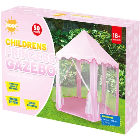 Hoot Princess Children's Outdoor Pink Gazebo 140cm X 140cm X 135cm