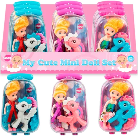 Hoot Princess Mini Doll & Unicorn Suitcase Beauty Play Set Assorted Colours