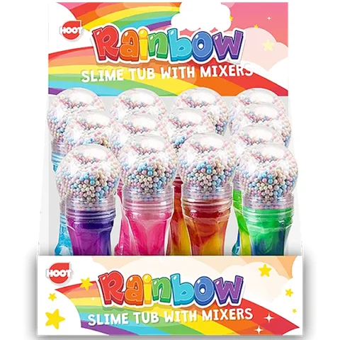 Hoot Rainbow Slime Tub with Mixer 200g Assorted Colours