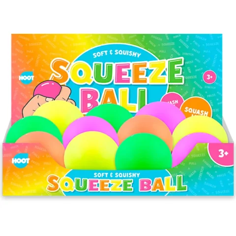 Hoot Soft & Squishy Neon Squeeze Ball 8cm Assorted Colours