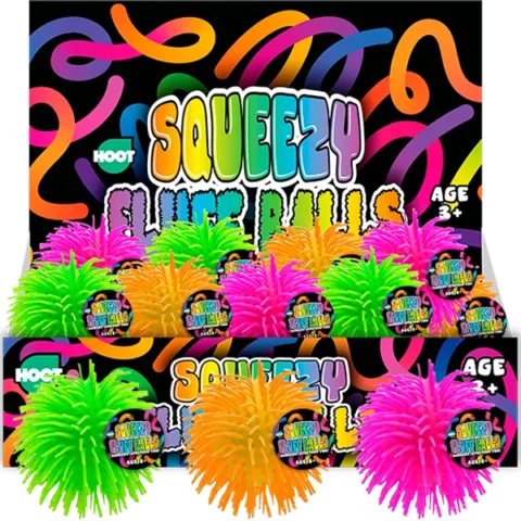 Hoot Squeezy Fluff Ball Squish Toy 12cm Assorted Colours
