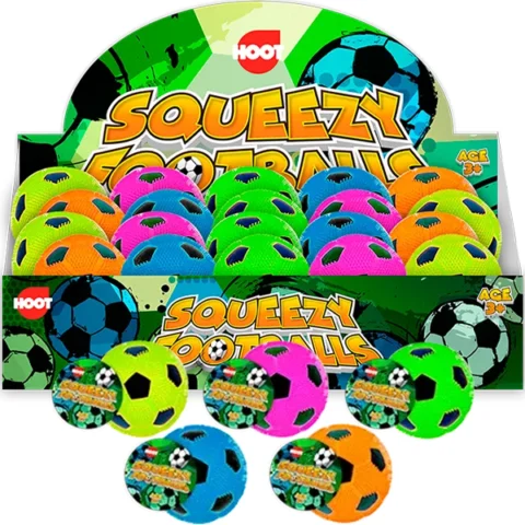 Hoot Squeezy Football Squish Toy 8cm Assorted Colours