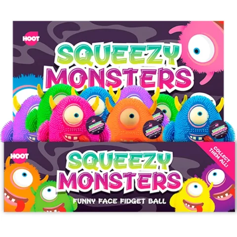 Hoot Squeezy Monster Ball Squish Toy Assorted Colours