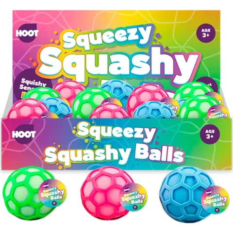 Hoot Squeezy Squashy Ball 8cm Assorted Colours