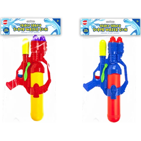 Hoot Super Pump Triple Spray Water Gun Assorted Colours