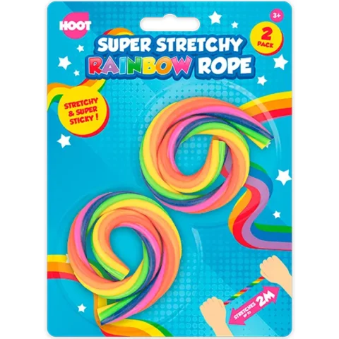 Hoot Super Stretchy Sticky Rainbow Rope 2m 2 Pack