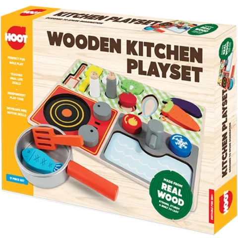 Hoot Wooden Kitchen Play Play Set 17pc