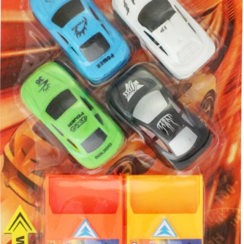 Hot Racing Car Launchers With 4 Cars (Approx 38cm X 17cm)