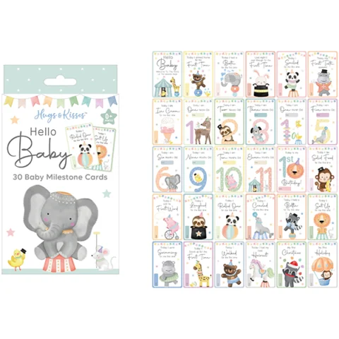 Hugs & Kisses Baby Memorable Moments Cards 30 Pack