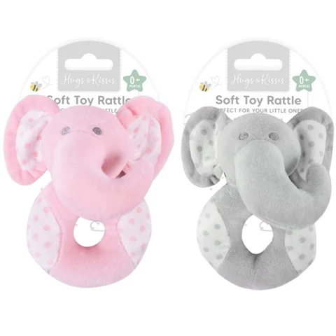 Hugs & Kisses Baby Rattle Plush Toy Assorted