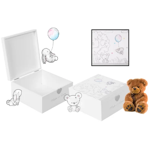 Hugs & Kisses Baby Wooden Memories Keepsake Box