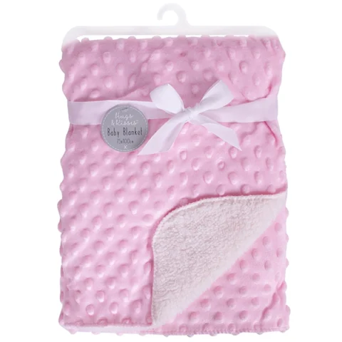 Hugs & Kisses Bubble Mink Sherpa Pink Baby Blanket