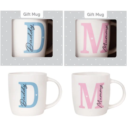 Hugs & Kisses Daddy & Mummy Gift Mug 12oz Assorted
