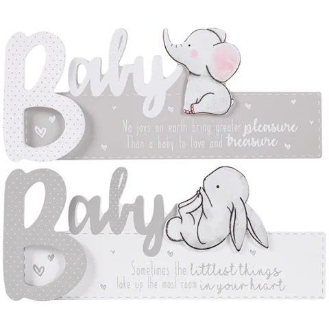 Hugs & Kisses Wooden Standing Baby Sign Assorted