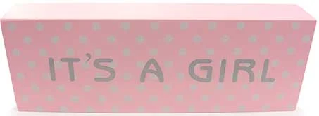 "It's A Girl" Pink With Dots Plaque 20cm
