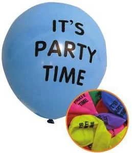 "It's Party Time" Balloons 12 Pack