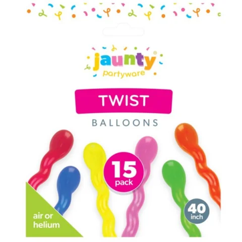Jaunty 40" Assorted Colour Twist Balloons 15 Pack