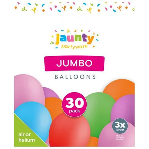 Jaunty Assorted Colour Jumbo Balloons 30 Pack