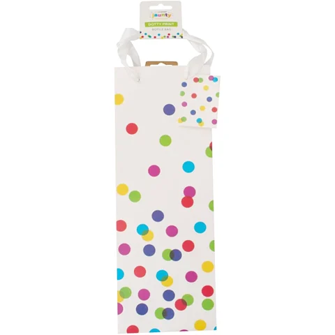 Jaunty Coloured Dotty Print Gift Bag Bottle Clipstrip