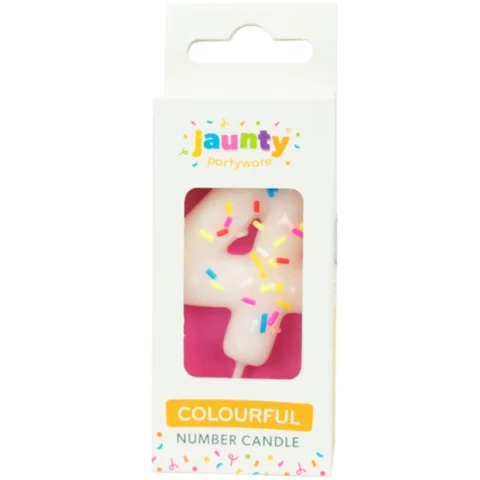 Jaunty Colourful Sprinkles Number Candle 1 Pack Assorted