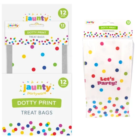 Jaunty Dotty Print Party Treat Bags 12 Pack