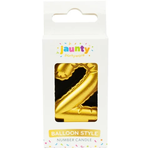 Jaunty Metallic Gold Balloon Number Candle 1 Pack Assorted