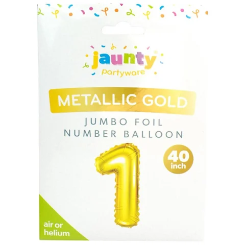 Jaunty Metallic Gold Jumbo Foil Number Balloon 40" Assorted