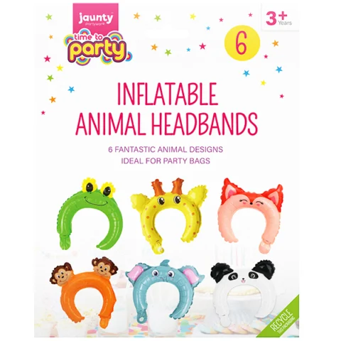 Jaunty Partyware Assorted Inflatable Animal Headbands 6 Pack