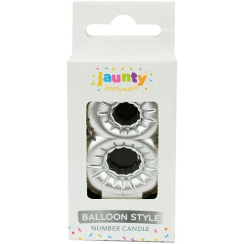 Jaunty Silver Metallic Number Candle Balloon 1 Pack Assorted