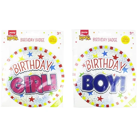 Jaunty Time To Party Large Birthday Badge Assorted