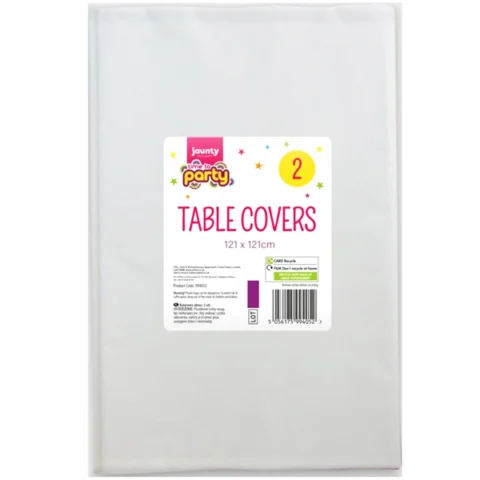 Jaunty Time To Party White Plastic Table Covers 121cm 2 Pack