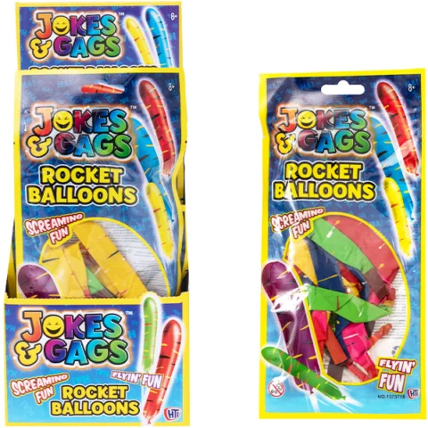 Jokes & Gags Assorted Colours Rocket Balloons 12 Pack
