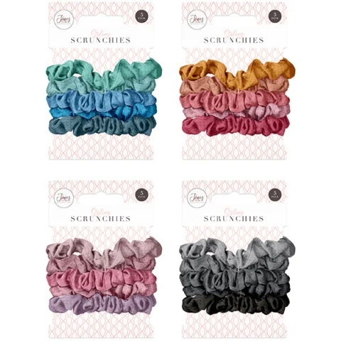 Jones & Co Assorted Colour Hair Scrunchies 5 Pack
