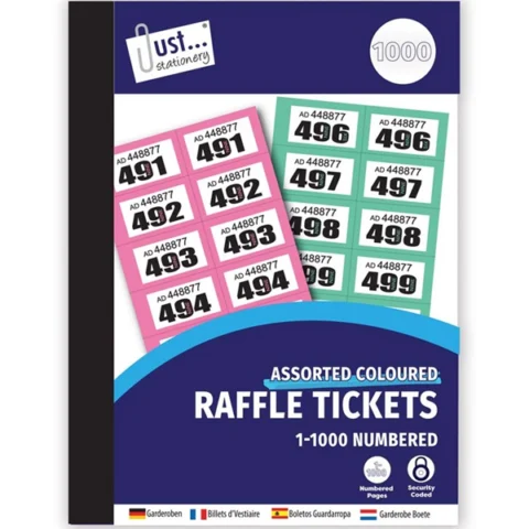 Just Stationery 1-1000 Numbered Cloakroom & Raffle Tickets