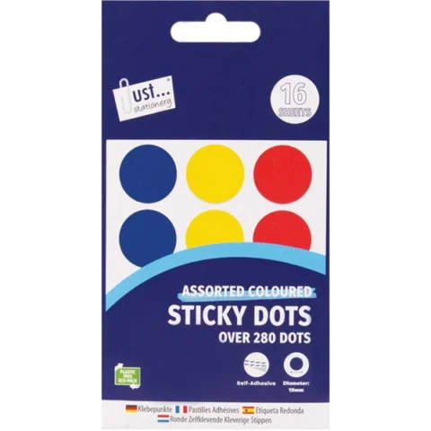 Just Stationery 280+ Sticky Dots Assorted Colours